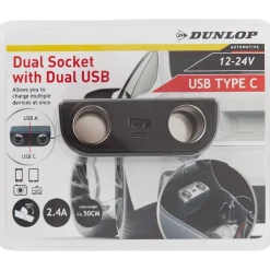 Dunlop Auto Accessoires^Dubbele Auto-Stekkerdoos