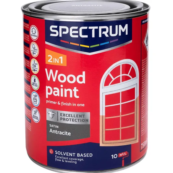 Spectrum Verf^2-In-1 Zijdeglans Houtlak Antraciet